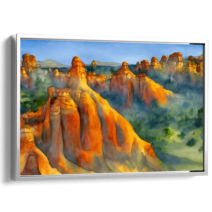 Ink Abyss Mirage: Watercolor Canyon Canvas Art Print