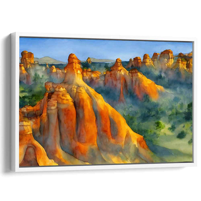 Ink Abyss Mirage: Watercolor Canyon Canvas Art Print