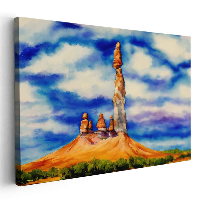 Surreal Spires: Dreamlike Desert Landscape Canvas Art Print