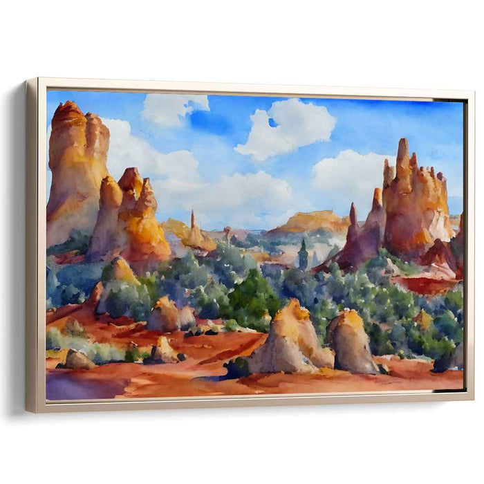 Aqueous Horizon Illusion: Watercolor Landscape Canvas Art Print