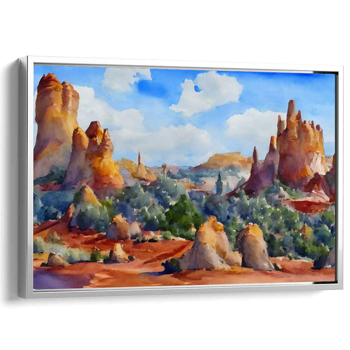 Aqueous Horizon Illusion: Watercolor Landscape Canvas Art Print