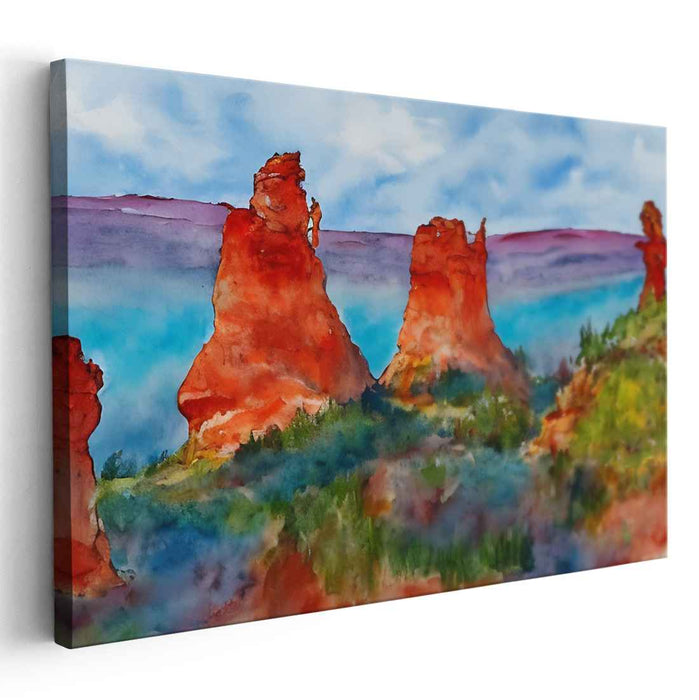 Watercolor Hoodoo formations #123