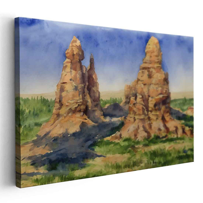 Tranquil Aquarelle Scene: Serene Landscape Watercolor Art