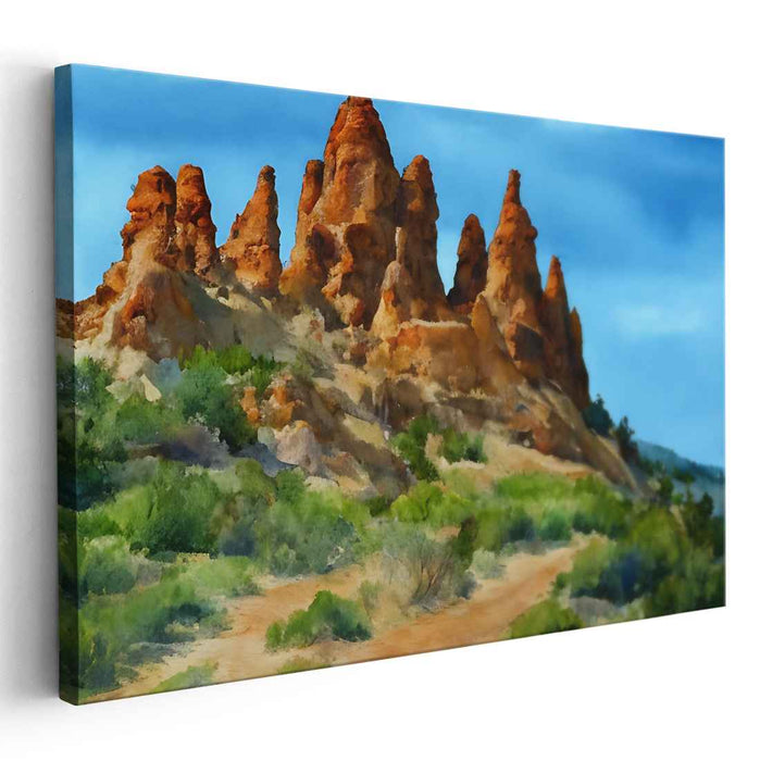 Majestic Red Rock Spires Under a Vibrant Sky: Southwest Landscape Canvas Art Print