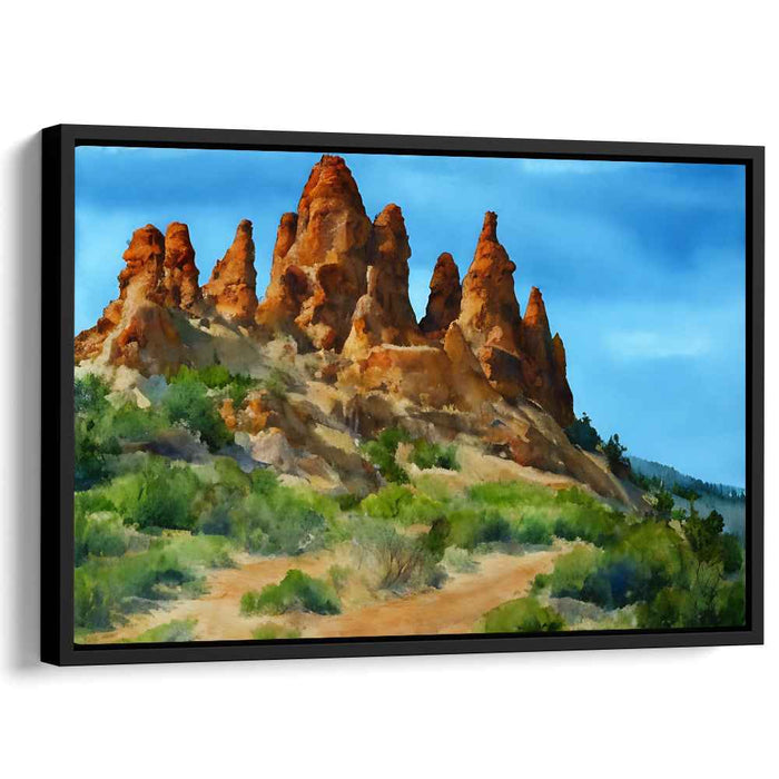 Majestic Red Rock Spires Under a Vibrant Sky: Southwest Landscape Canvas Art Print