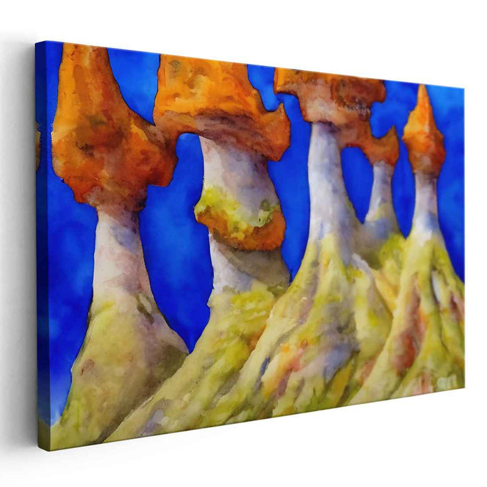 Enchanted Pillars: Surreal Mushroom Landscape Canvas Art Print