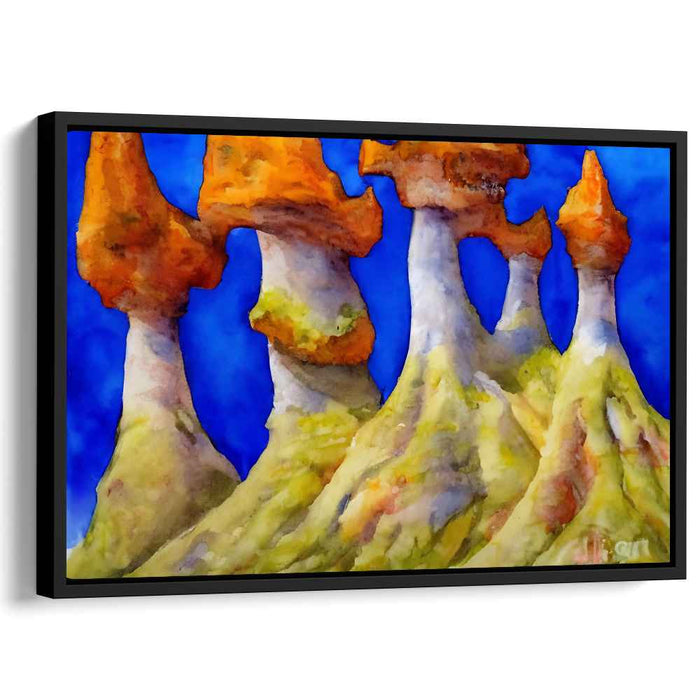 Enchanted Pillars: Surreal Mushroom Landscape Canvas Art Print