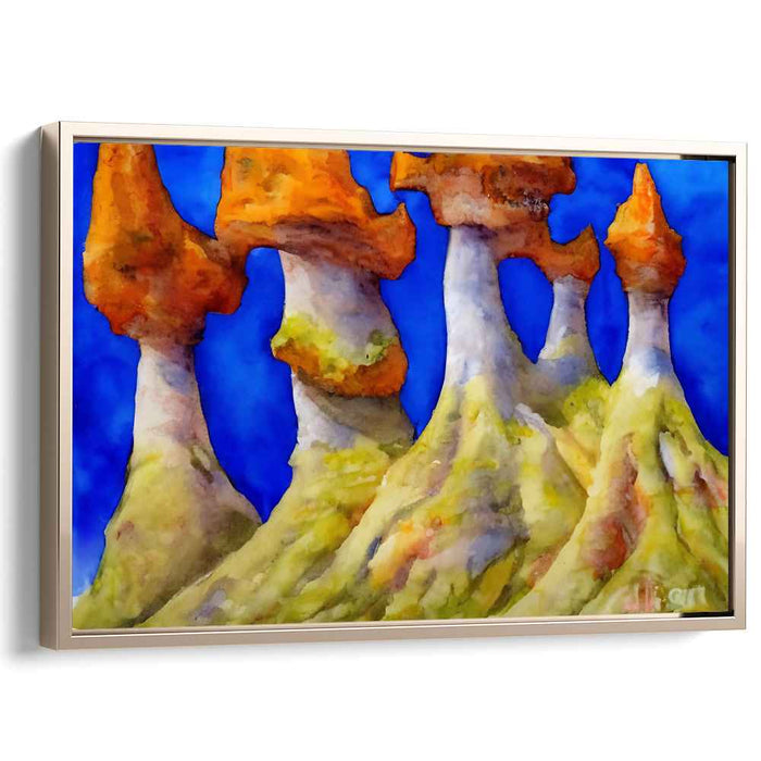 Enchanted Pillars: Surreal Mushroom Landscape Canvas Art Print
