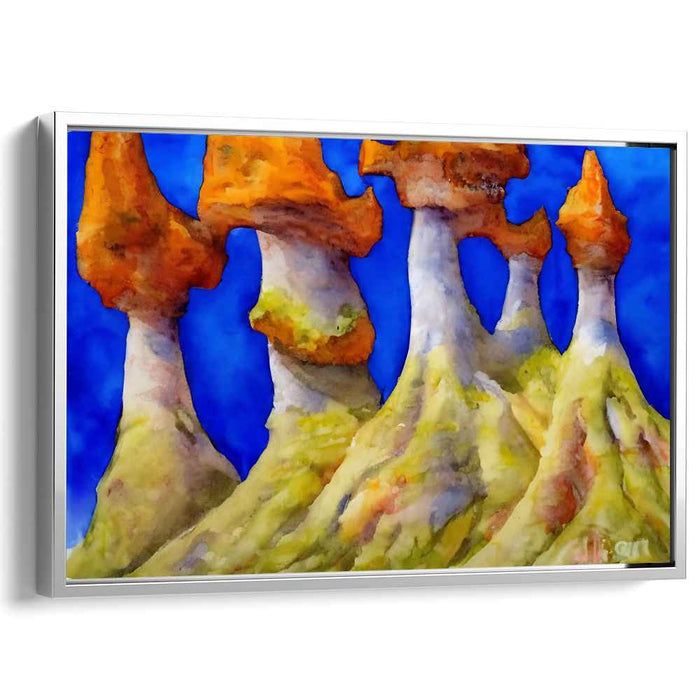 Enchanted Pillars: Surreal Mushroom Landscape Canvas Art Print