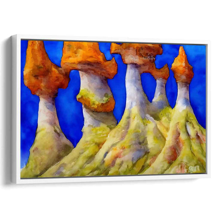 Enchanted Pillars: Surreal Mushroom Landscape Canvas Art Print
