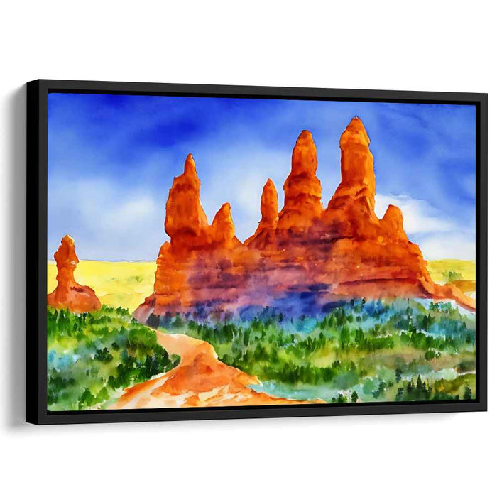 Mirage Dunes Breeze: Watercolor Desert Vista Canvas Art