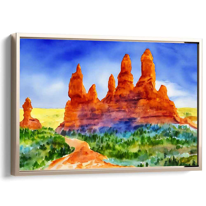 Mirage Dunes Breeze: Watercolor Desert Vista Canvas Art