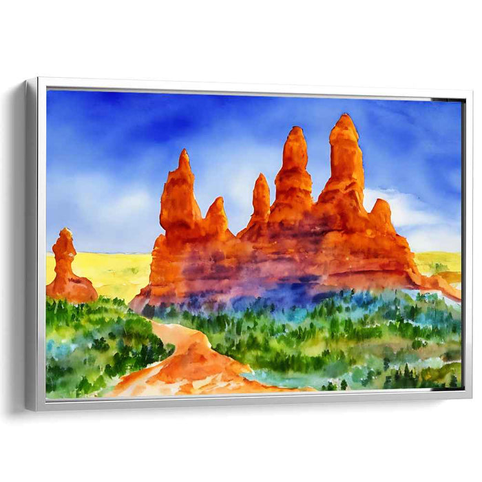 Mirage Dunes Breeze: Watercolor Desert Vista Canvas Art