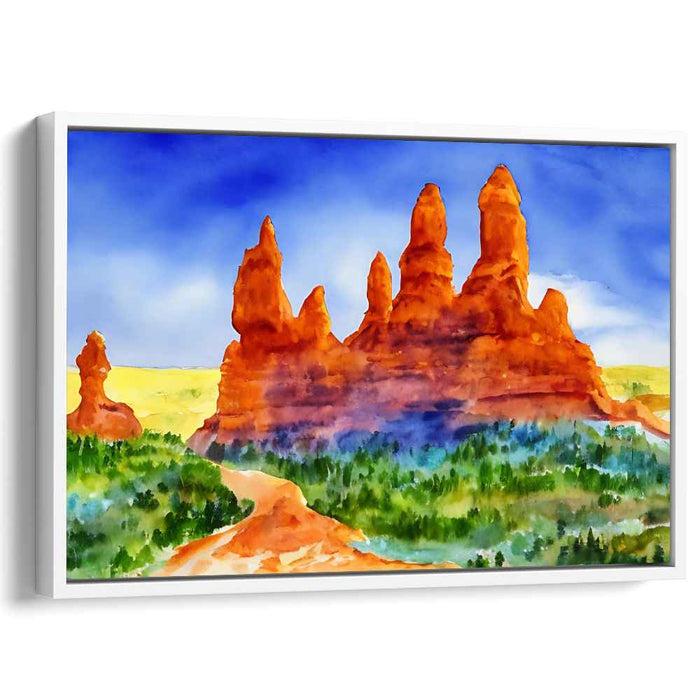 Mirage Dunes Breeze: Watercolor Desert Vista Canvas Art