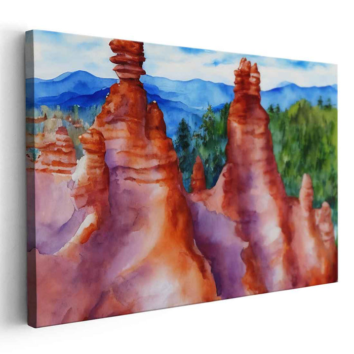 Tranquil Brushstroke Horizon: Serene Watercolor Landscape Canvas Art Print