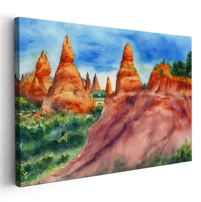 Calm Waterside Symphony: Tranquil Landscape Watercolor Painting