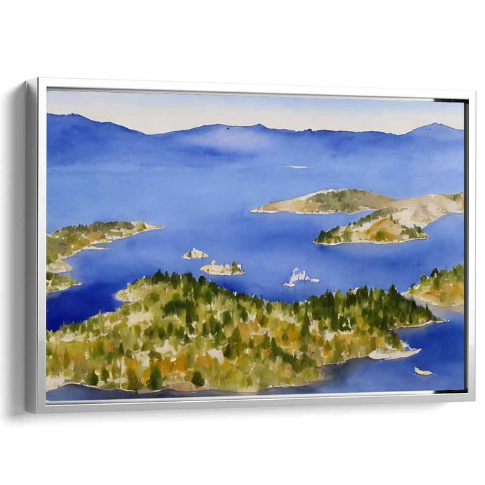Islands Beyond Serenity: Majestic Lake and Islands Landscape Canvas Art