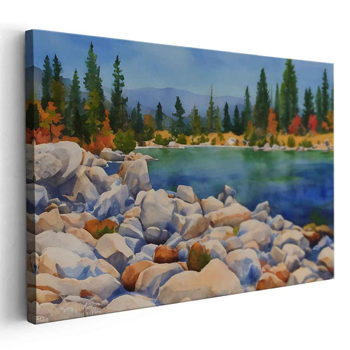 Autumn's Watercolor Serenity: Serene Watercolor Landscape with Autumn Hues