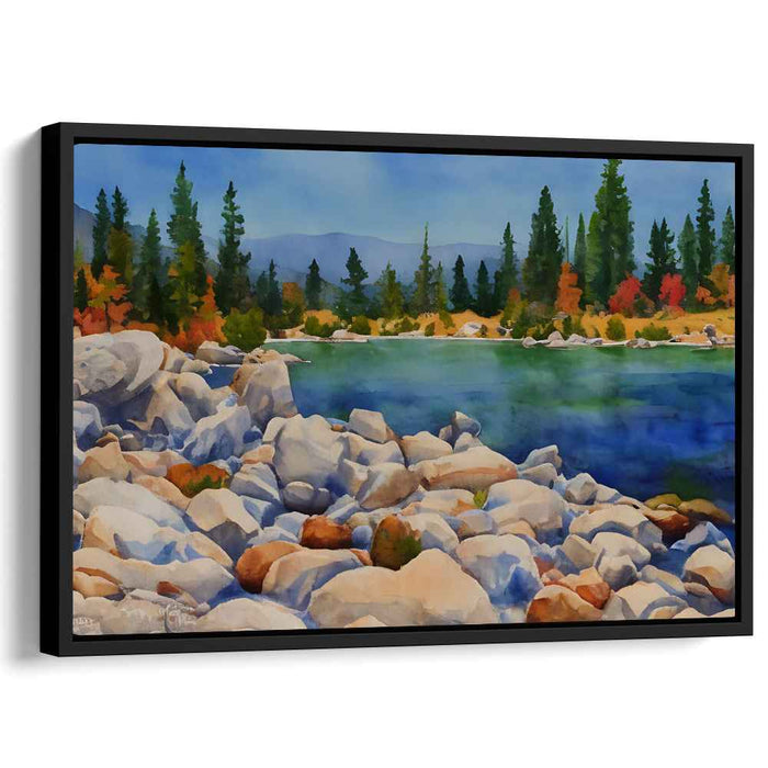 Autumn's Watercolor Serenity: Serene Watercolor Landscape with Autumn Hues