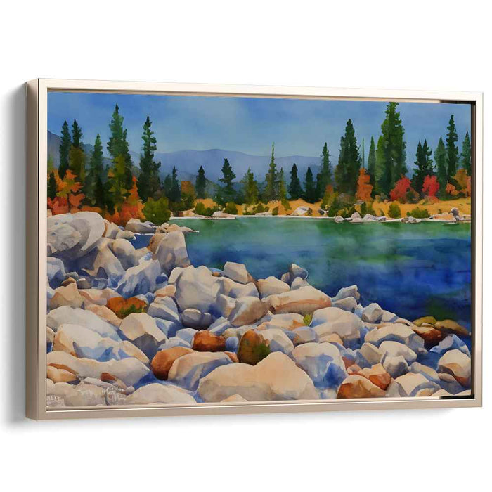 Autumn's Watercolor Serenity: Serene Watercolor Landscape with Autumn Hues