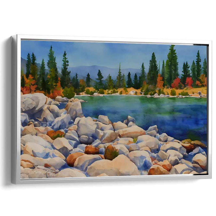 Autumn's Watercolor Serenity: Serene Watercolor Landscape with Autumn Hues