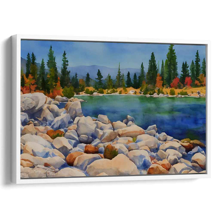 Autumn's Watercolor Serenity: Serene Watercolor Landscape with Autumn Hues