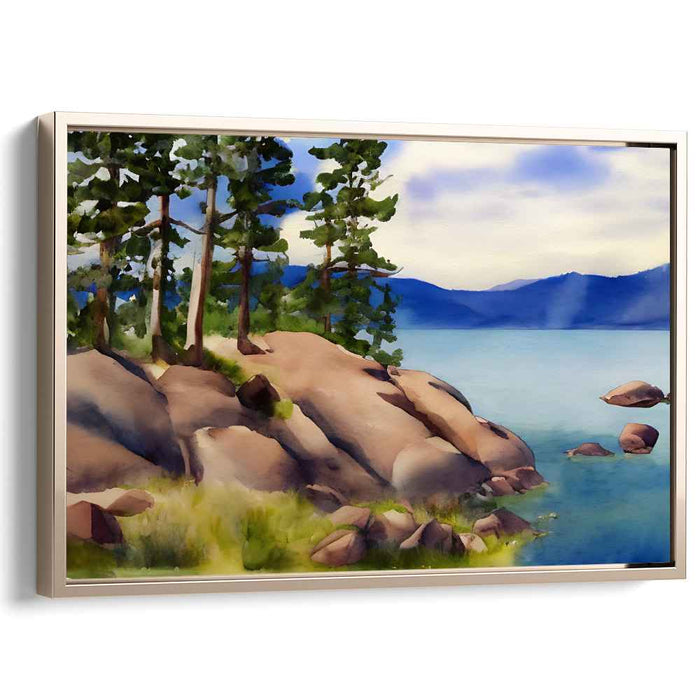 Aqueous Landscape Illusion: Watercolor Landscape Canvas Art Print
