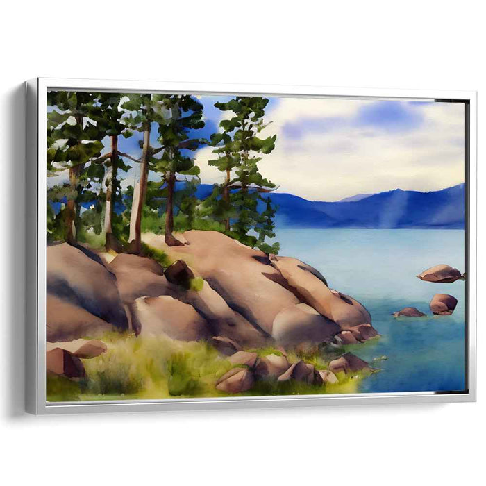 Aqueous Landscape Illusion: Watercolor Landscape Canvas Art Print
