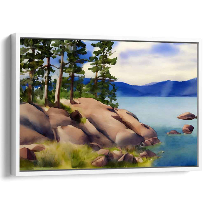 Aqueous Landscape Illusion: Watercolor Landscape Canvas Art Print