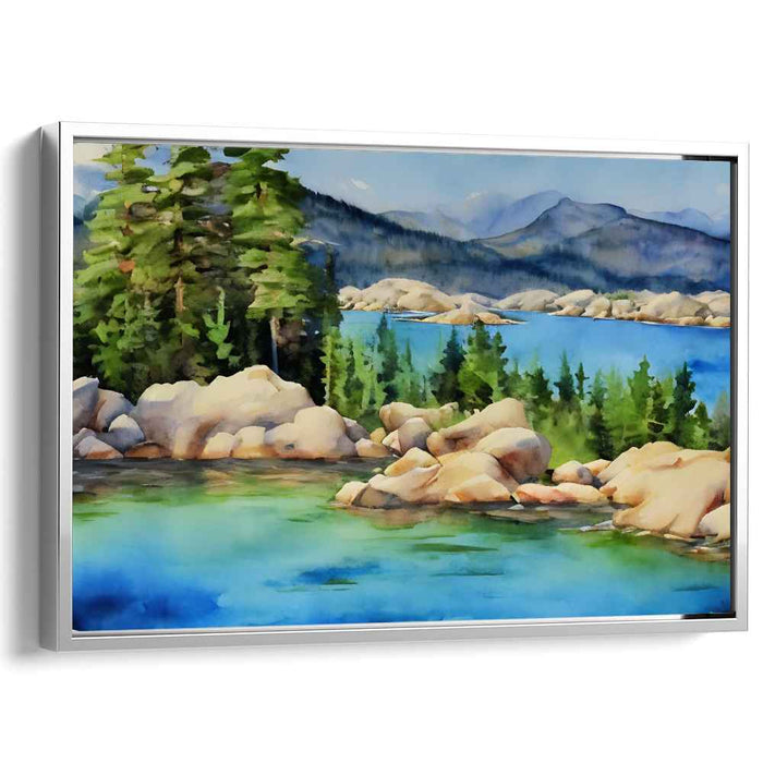 Tranquil Tinted Horizon: Calming Watercolor Landscape Canvas Art