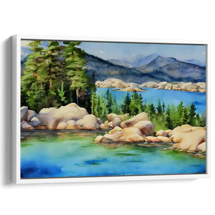 Tranquil Tinted Horizon: Calming Watercolor Landscape Canvas Art