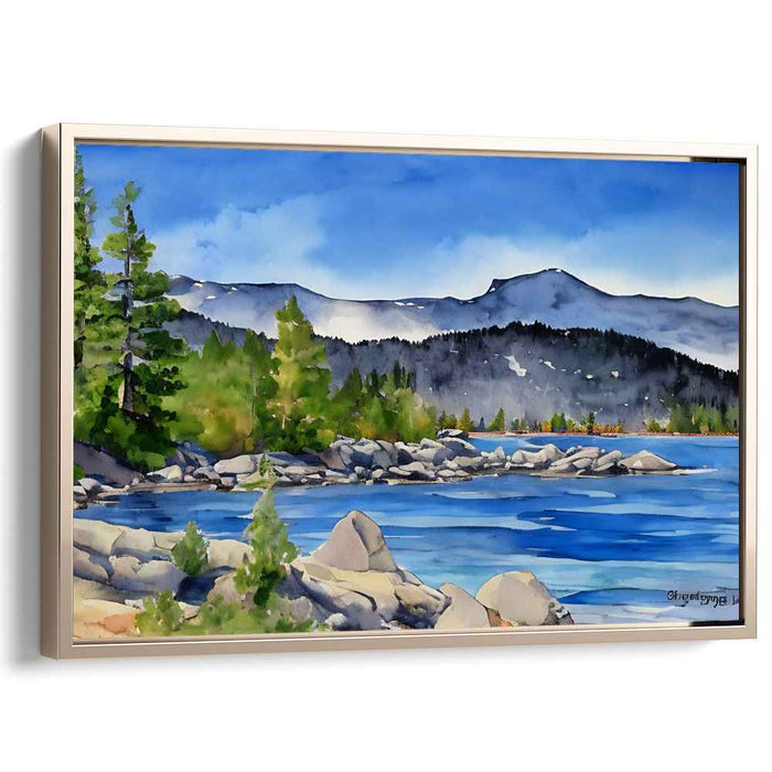 Pastel Peaks Perspective: Watercolor Vista of a Mountainous Landscape