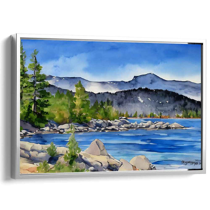 Pastel Peaks Perspective: Watercolor Vista of a Mountainous Landscape