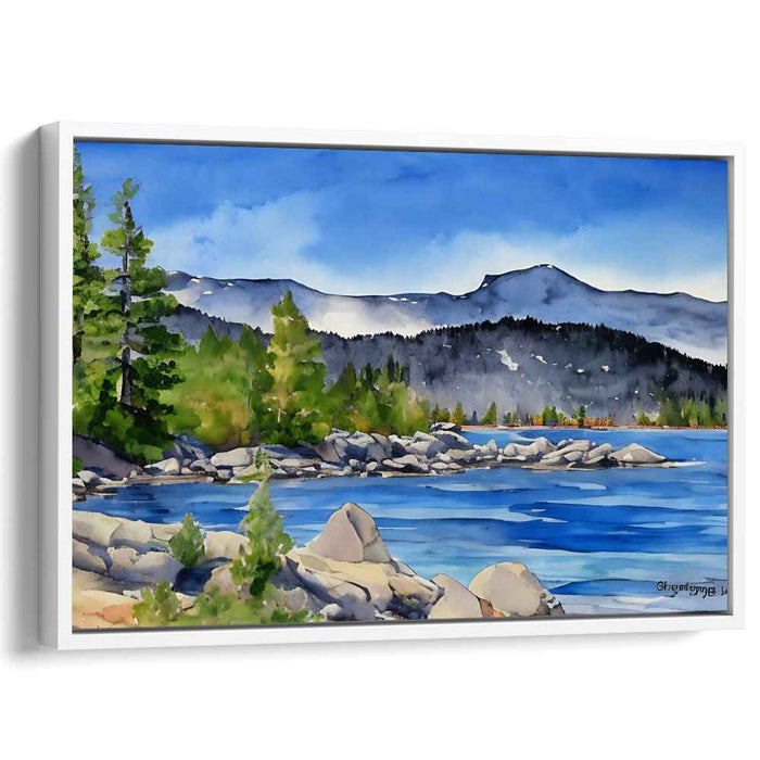 Pastel Peaks Perspective: Watercolor Vista of a Mountainous Landscape