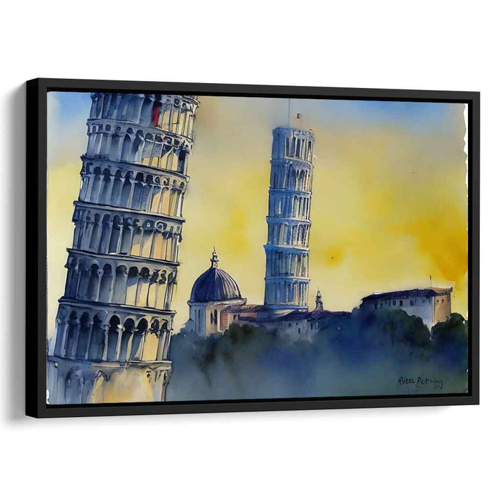 Dreamy Dawn at the Leaning Towers: Watercolor Impression of Pisa