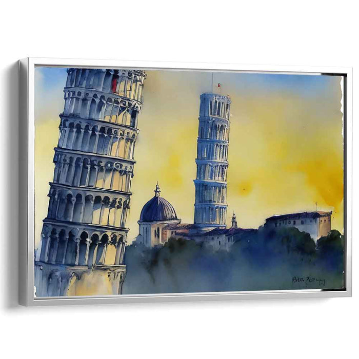 Dreamy Dawn at the Leaning Towers: Watercolor Impression of Pisa