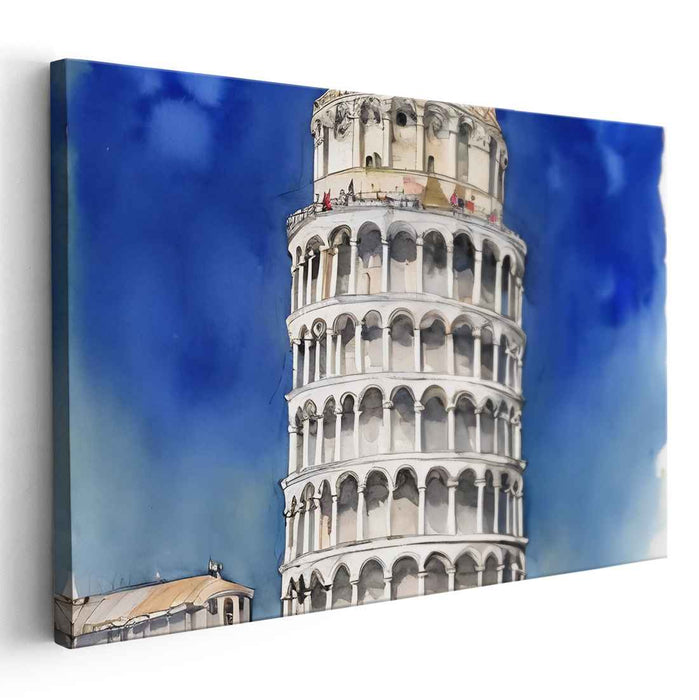 Ethereal Lean: Watercolor Impressions of the Leaning Tower of Pisa