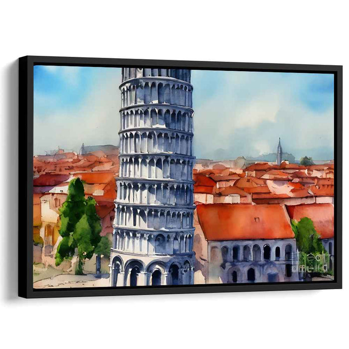 Timeless Wonder: Watercolor of the Leaning Tower of Pisa