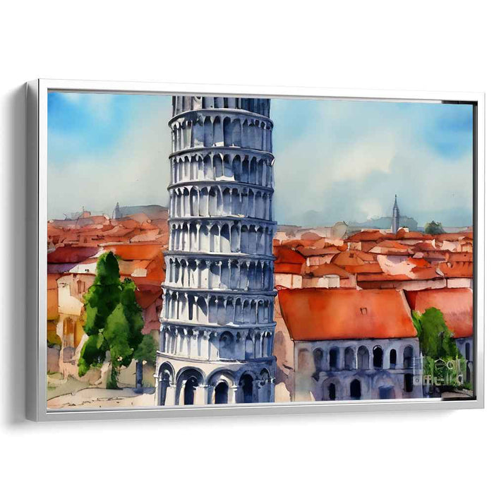 Timeless Wonder: Watercolor of the Leaning Tower of Pisa