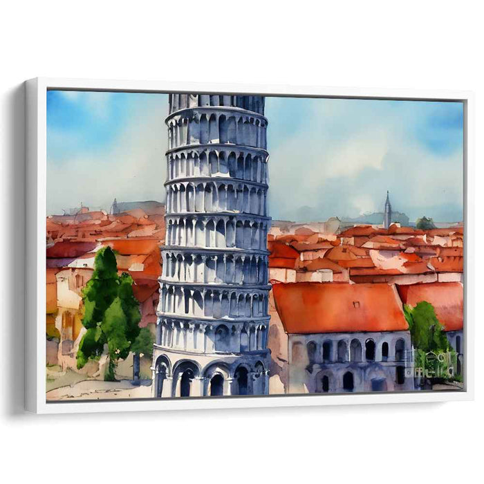 Timeless Wonder: Watercolor of the Leaning Tower of Pisa