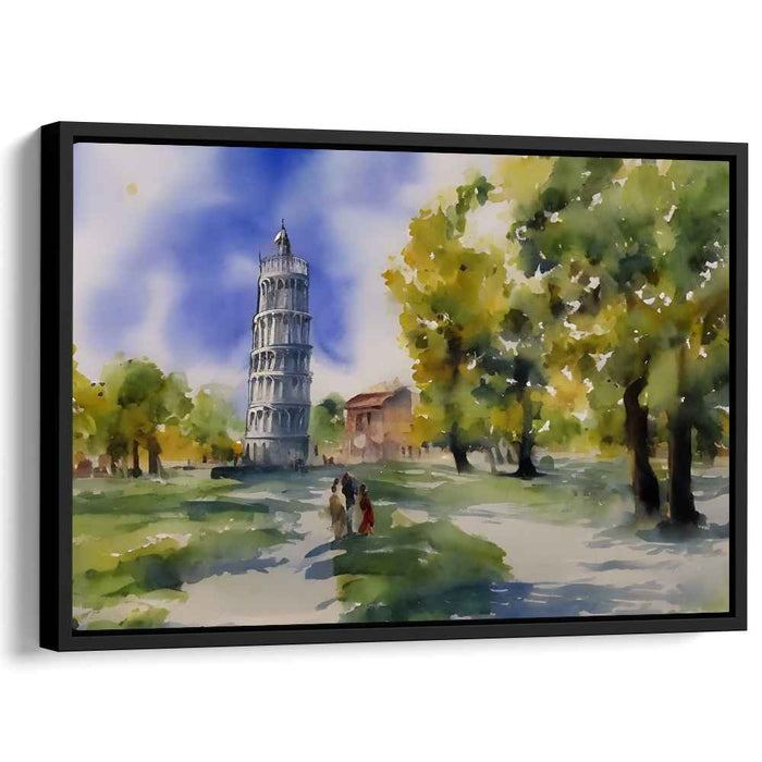 Whispers of Italian Reverie: Impressionist Watercolor of the Leaning Tower of Pisa