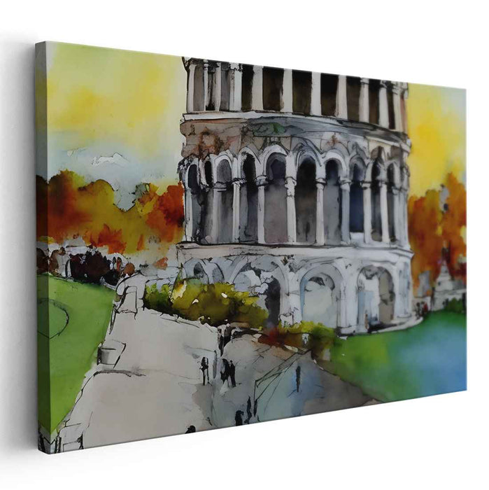 Pastel Ruins Symphony: Impressionist Watercolor of the Roman Colosseum