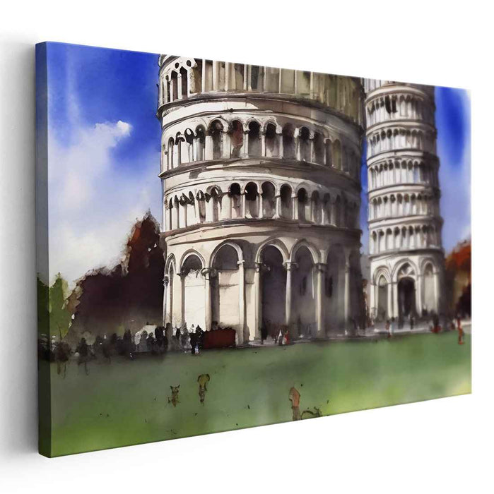 Tilted Whispers of Italy: Watercolor Impressions of the Leaning Tower of Pisa