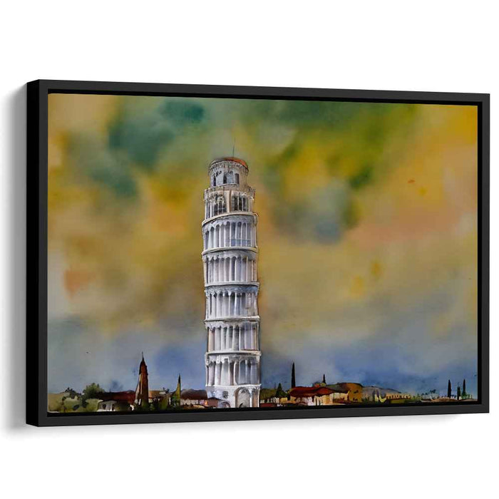 Whimsical Heights: Watercolor Impression of the Leaning Tower of Pisa