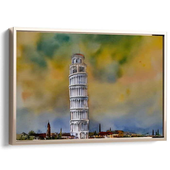 Whimsical Heights: Watercolor Impression of the Leaning Tower of Pisa