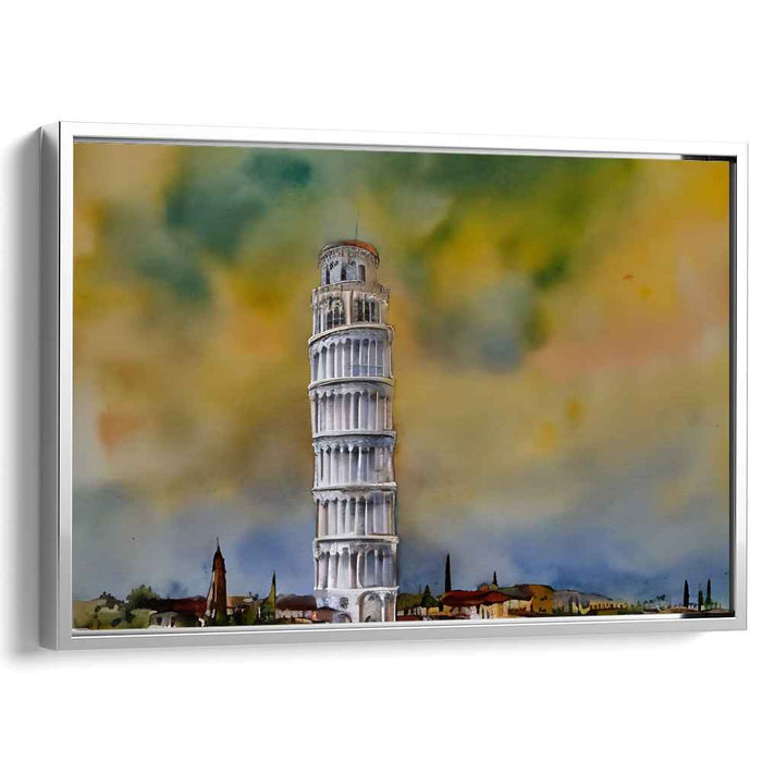 Whimsical Heights: Watercolor Impression of the Leaning Tower of Pisa