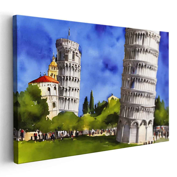 Leaning Wonders: Captivating Pisa Tower Canvas Art Print
