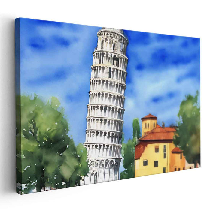 Echoes of Blueprints Past: A Watercolor Tribute to Architectural Marvel