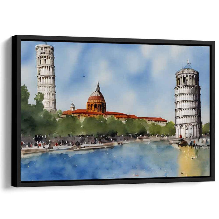 Prismatic Pisa Dreamscape: Watercolor Panorama of Pisa's Architectural Marvels