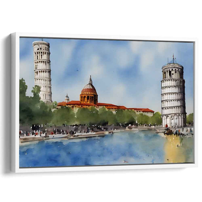 Prismatic Pisa Dreamscape: Watercolor Panorama of Pisa's Architectural Marvels